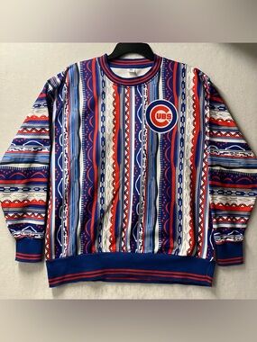 Chicago Cubs Sweater Mens XL Blue Red Coogi Style Pat Hughes SGA Giveaway MLB